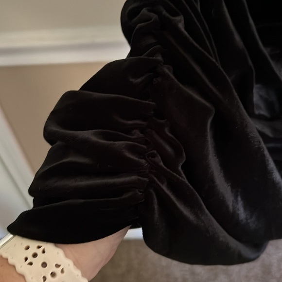 S H E I N Solid Black Velour Long Sleeve Mermaid Style Dress, Size 1XL(14), EUC. - Picture 8 of 12